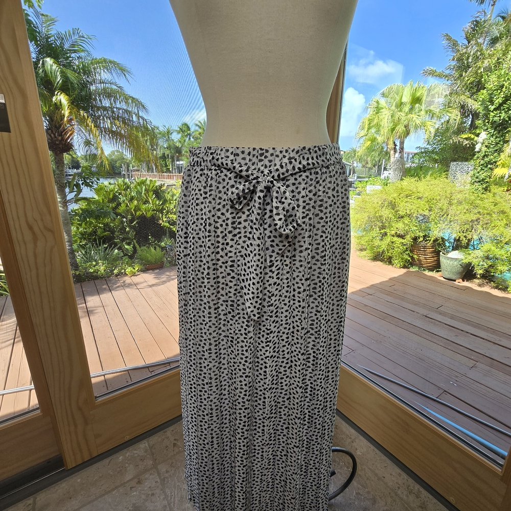 Joie Black and White Wrap Maxi Skirt with Tie Front